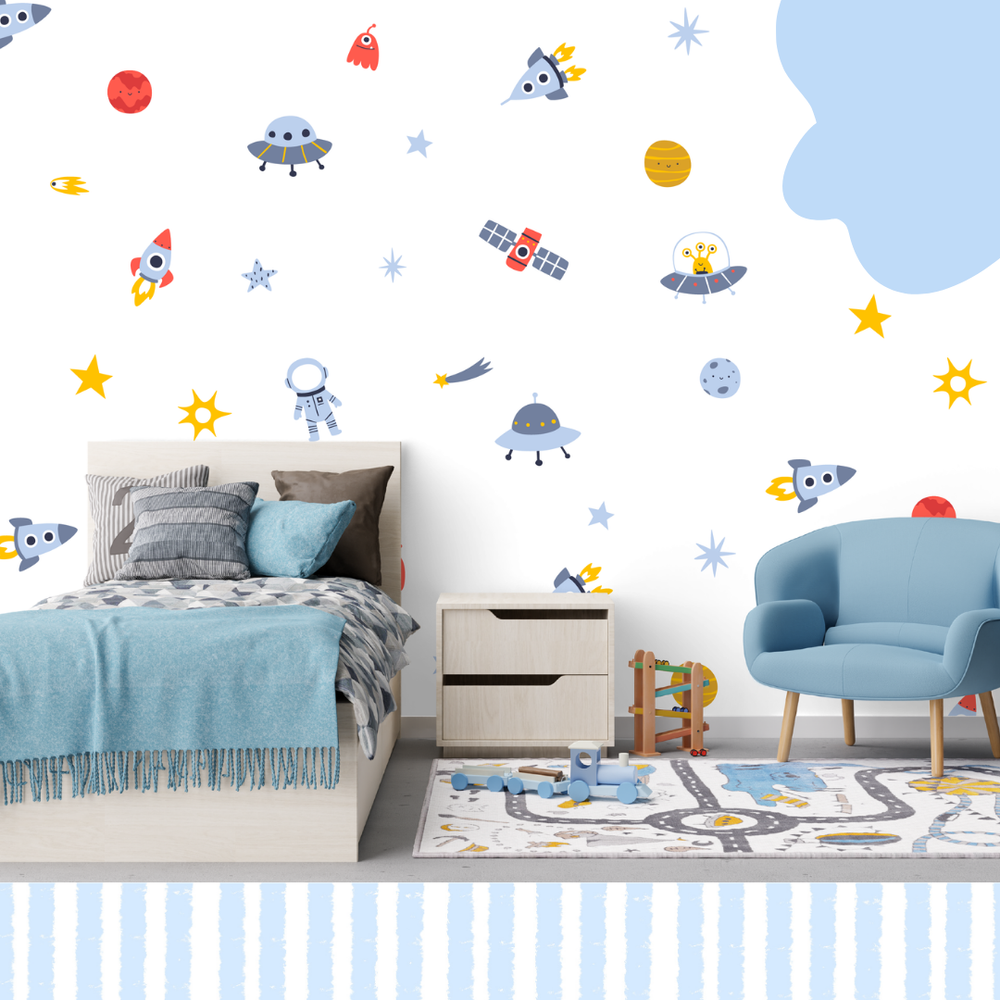 Stick on space and rocket wall decals