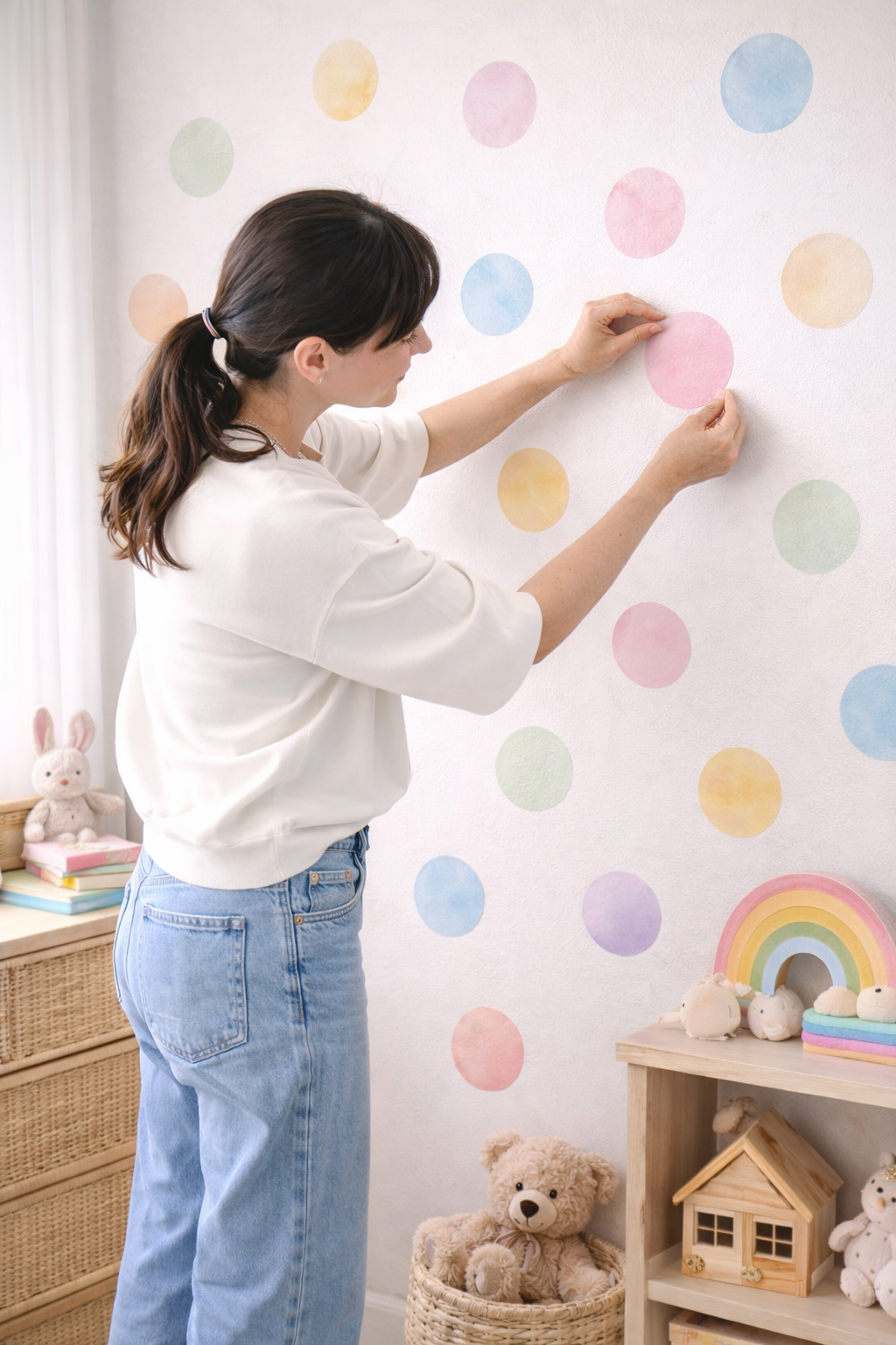 pastel polka dot wall stickers