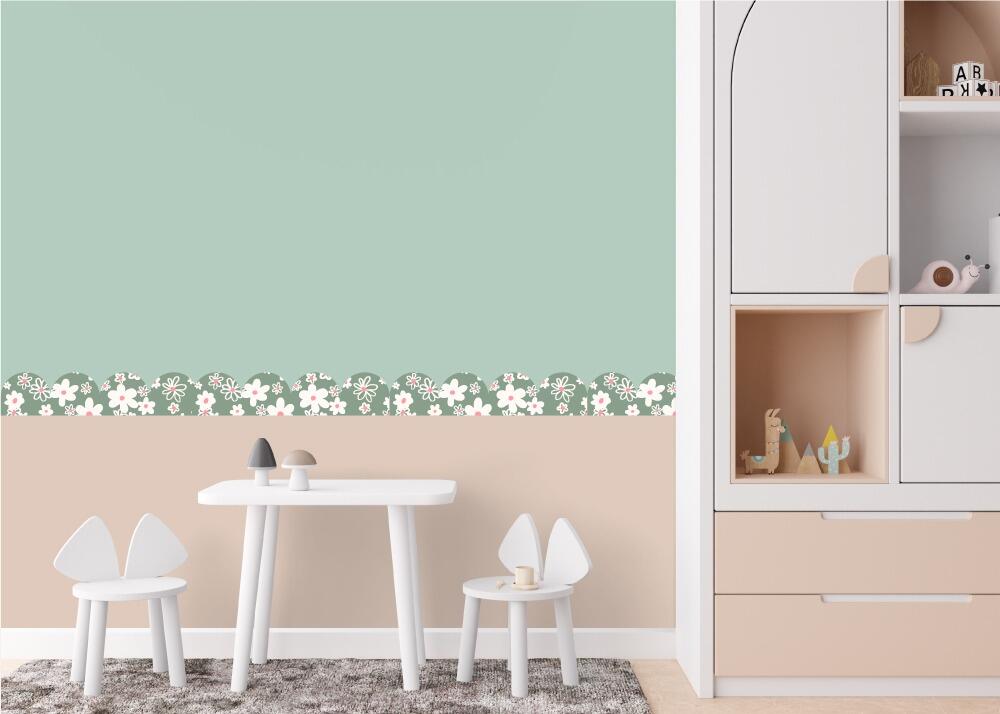 Stick on patterned wall scallops daisy print