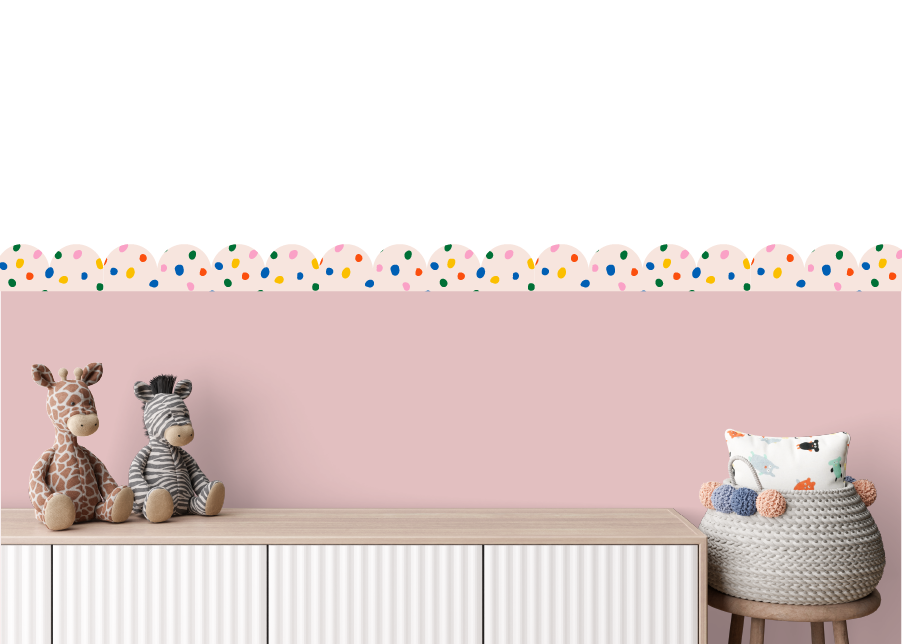Stick on patterned wall scallops dotty print
