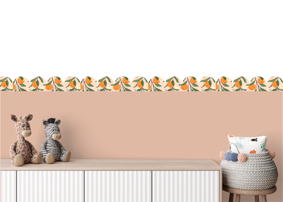 Patterned stick on boarder, oranges fruit