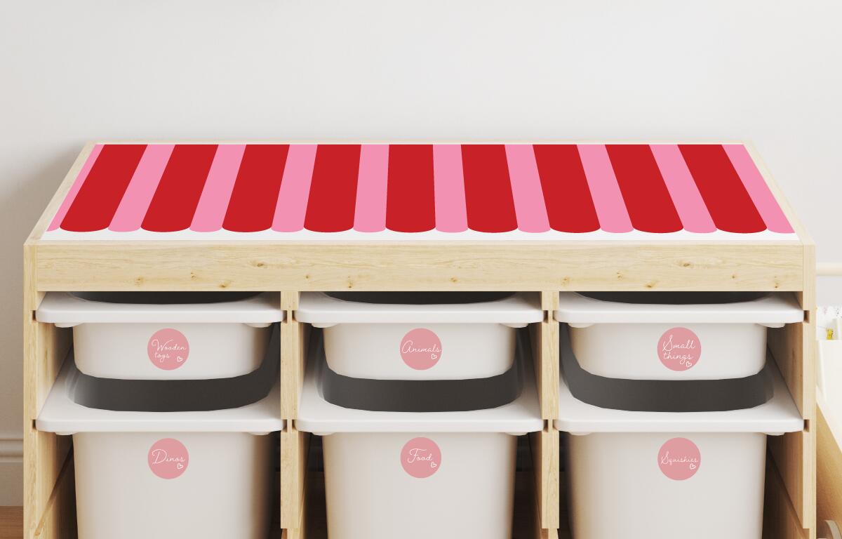 toy storage ikea, trofast vinyl stickers, trofast ideas, trofast hacks by Eliza Doodle Designs