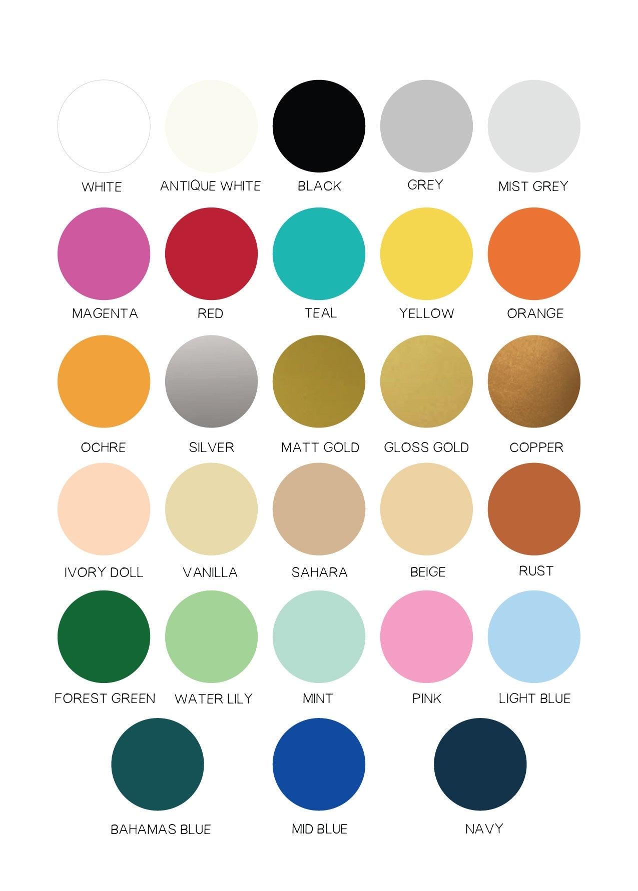 Eliza Doodle Designs colour chart