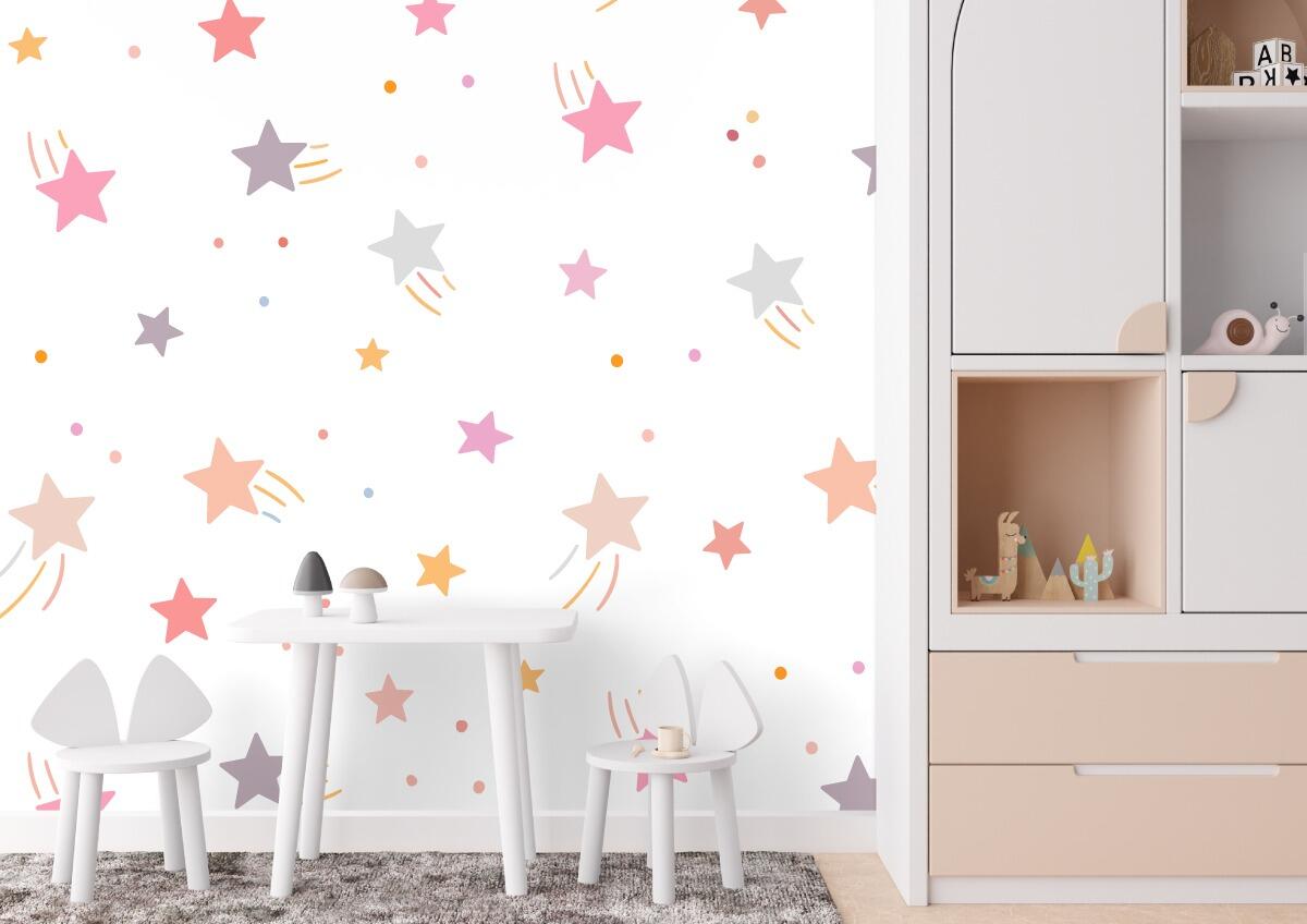 Star wall stickers, pink bedroom ideas