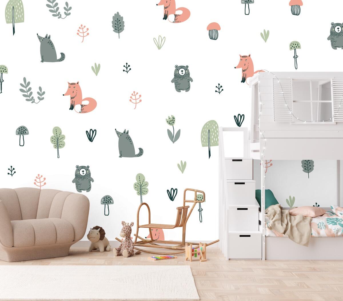 Pastel woodland wall stickers
