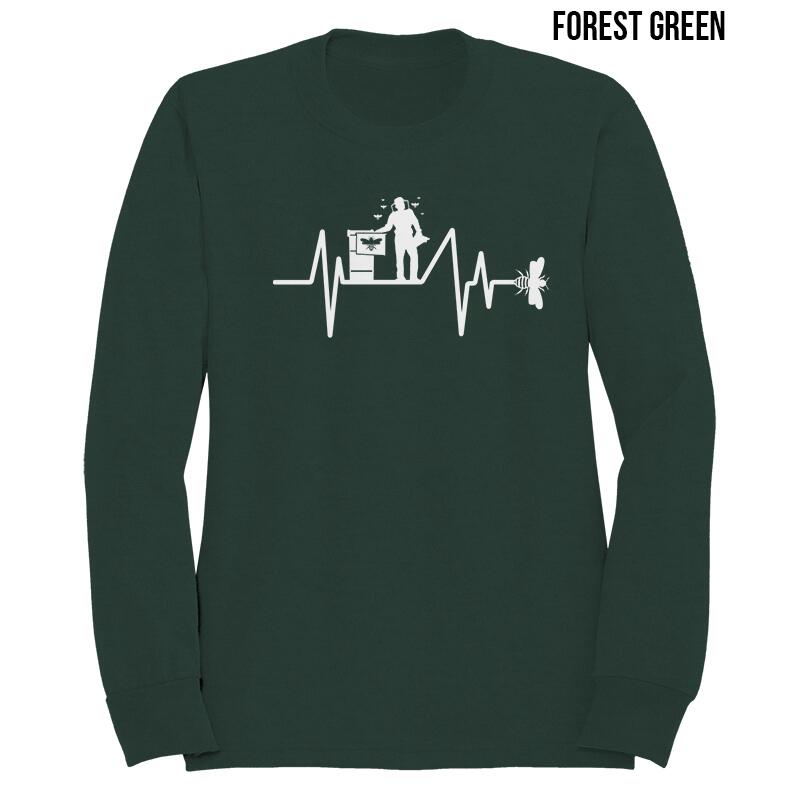 bee heart beat sweater forest green