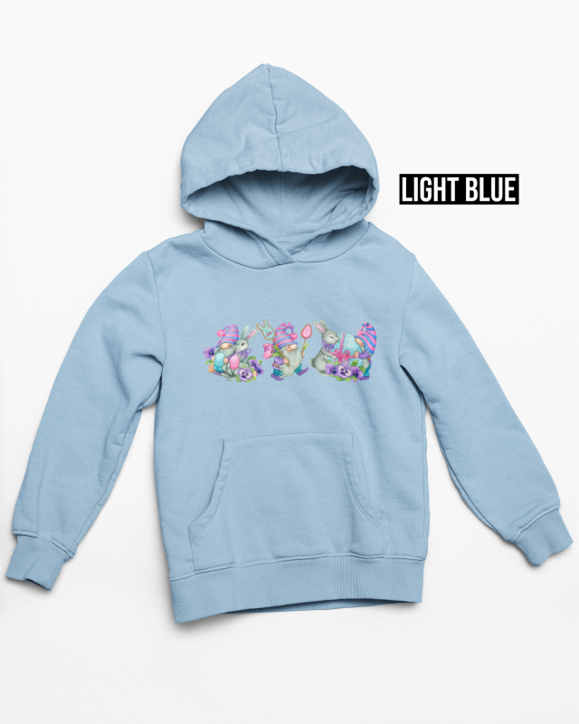 Easter gnome hoodie light blue