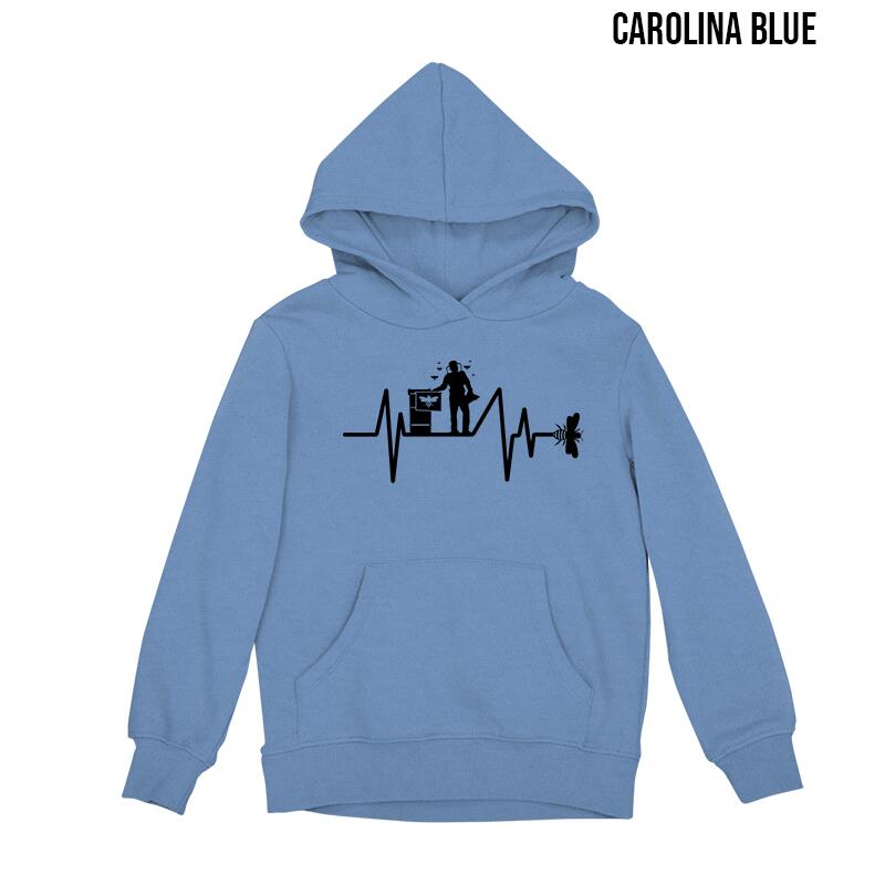 Bee heartbeat hoodie carolina blue