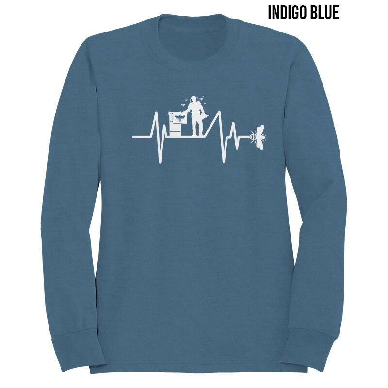bee heart beat sweater indigo blue