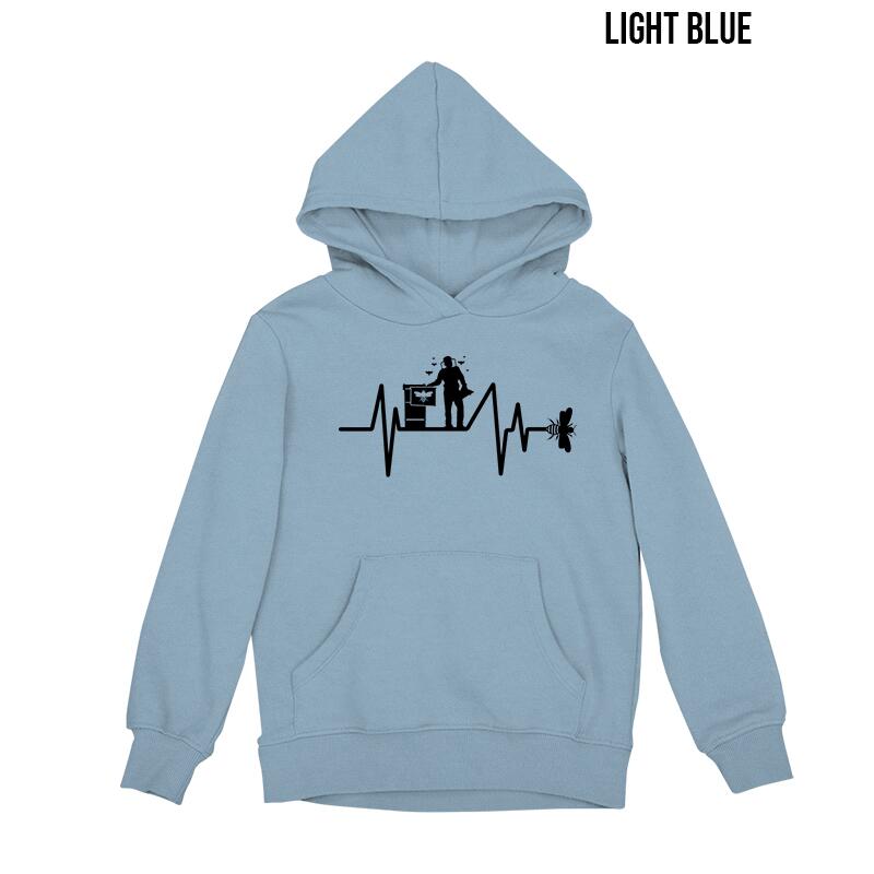 Bee heartbeat hoodie light blue