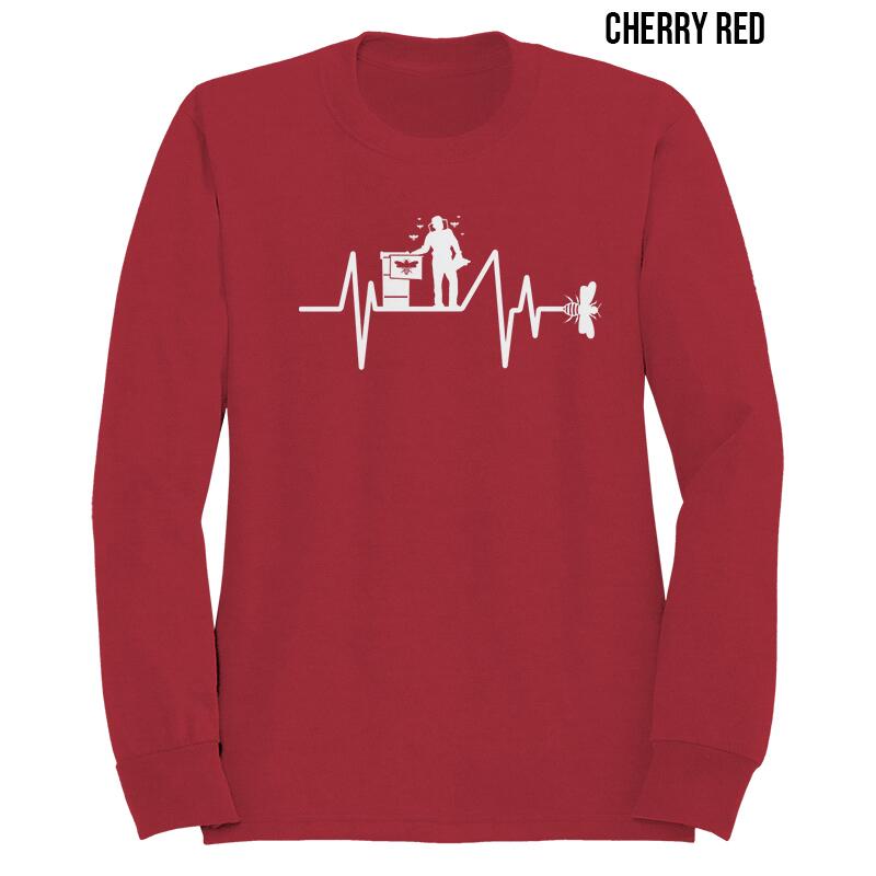 bee heart beat sweater cherry red