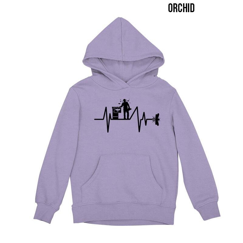 Bee heartbeat hoodie orchid