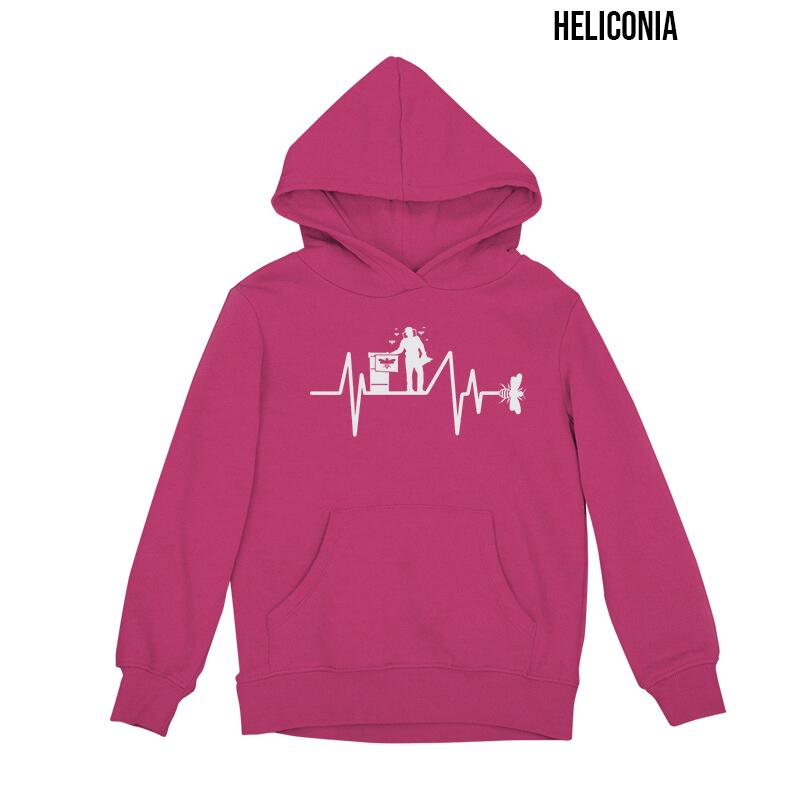Bee heartbeat hoodie heliconia
