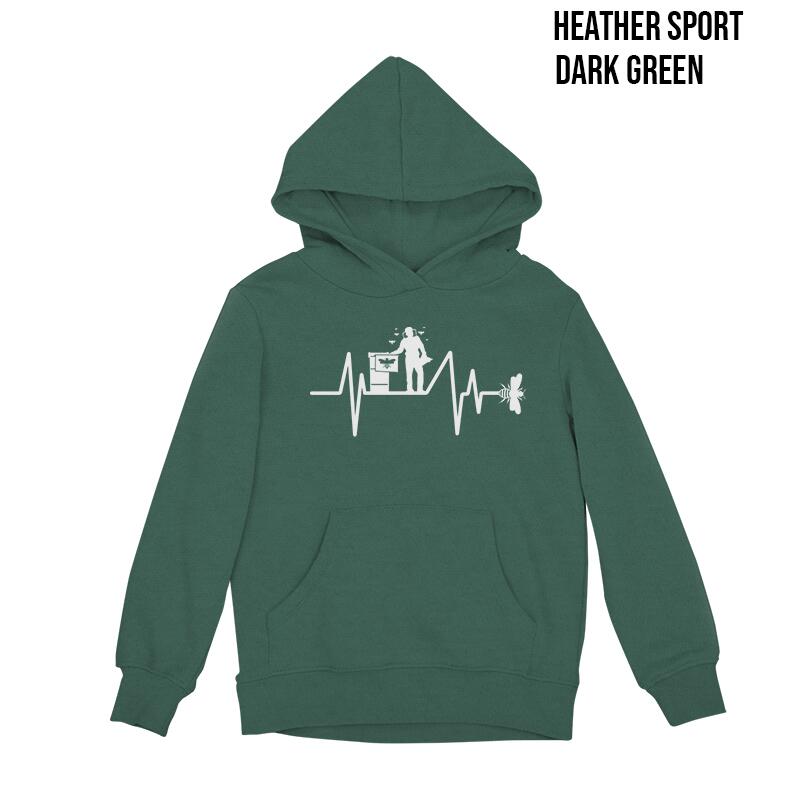 Bee heartbeat hoodie heather sport dark green