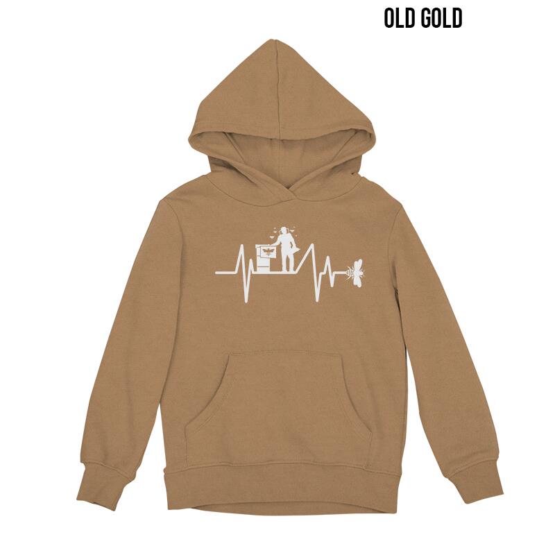 Bee heartbeat hoodie old gold