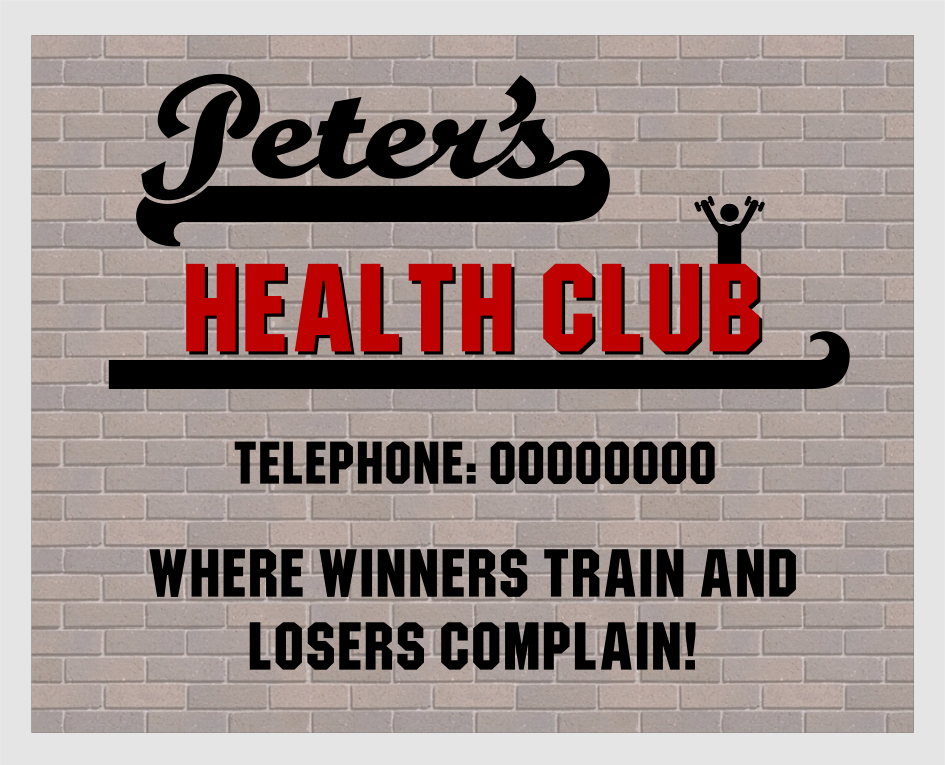 Personalised Health Club Sign