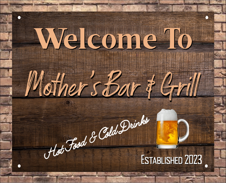 Personalised Bar And Grill Sign