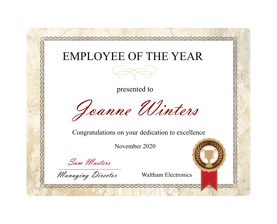 Employee Of The Year Award Plaque