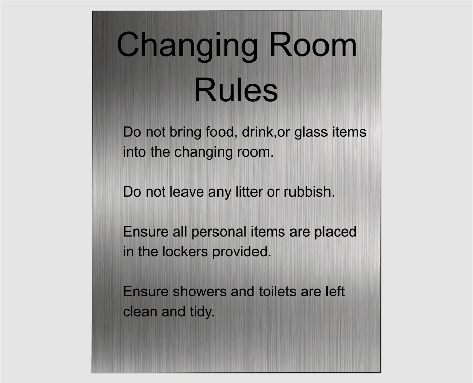 Changing Room Rules Signs
