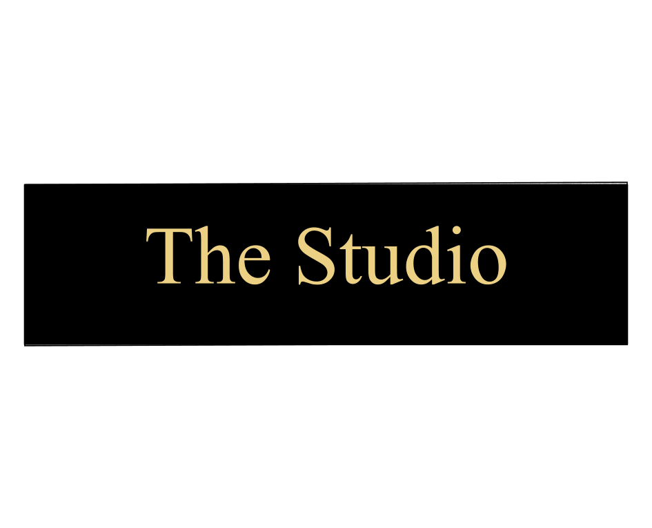 The Studio Door Sign Black and Gold