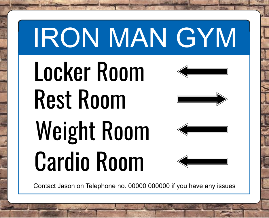 Gym Directional Location Sign
