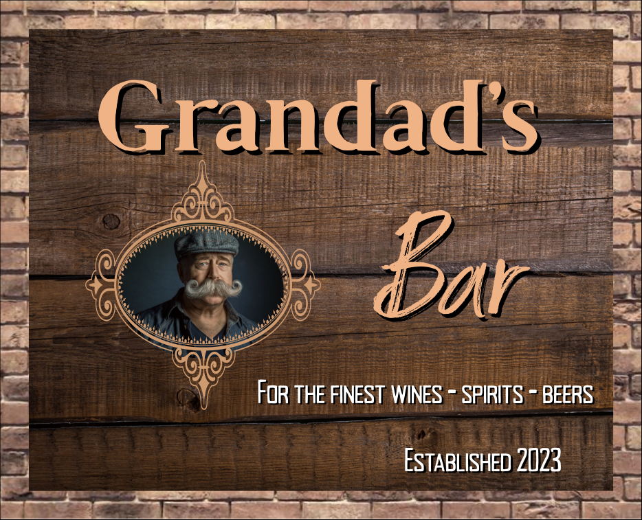 Grandads Bar Sign With Photo