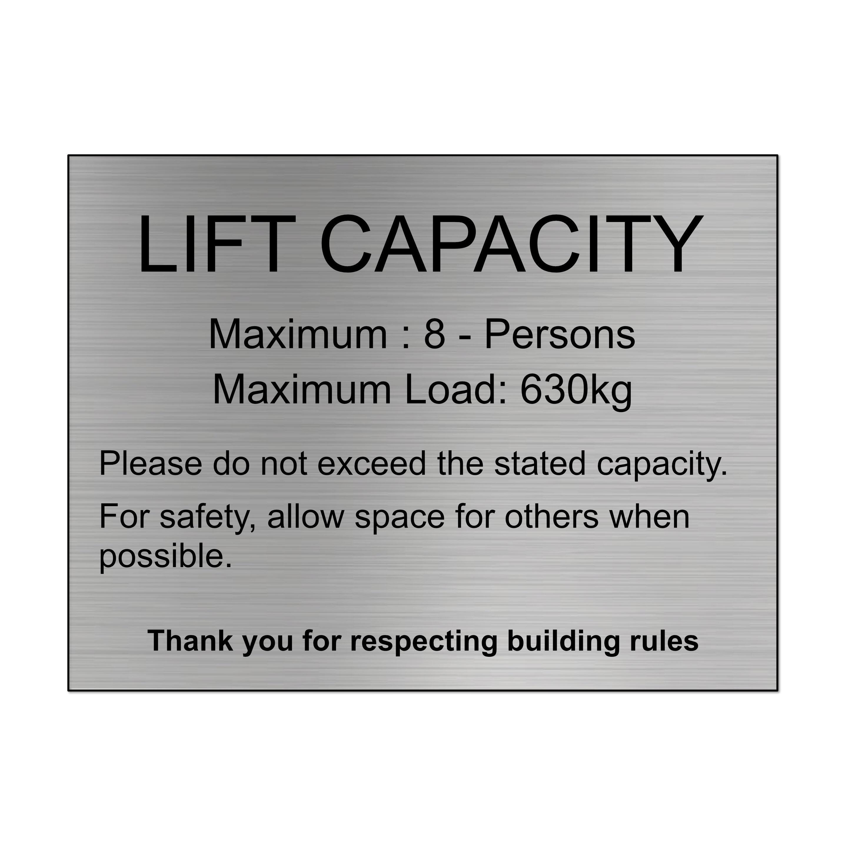 Lift Capacity Sign –