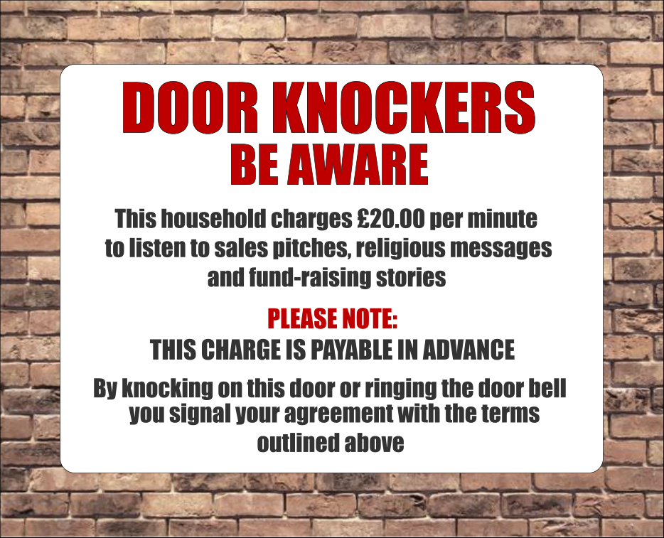Novelty Door Knockers Beware Sign