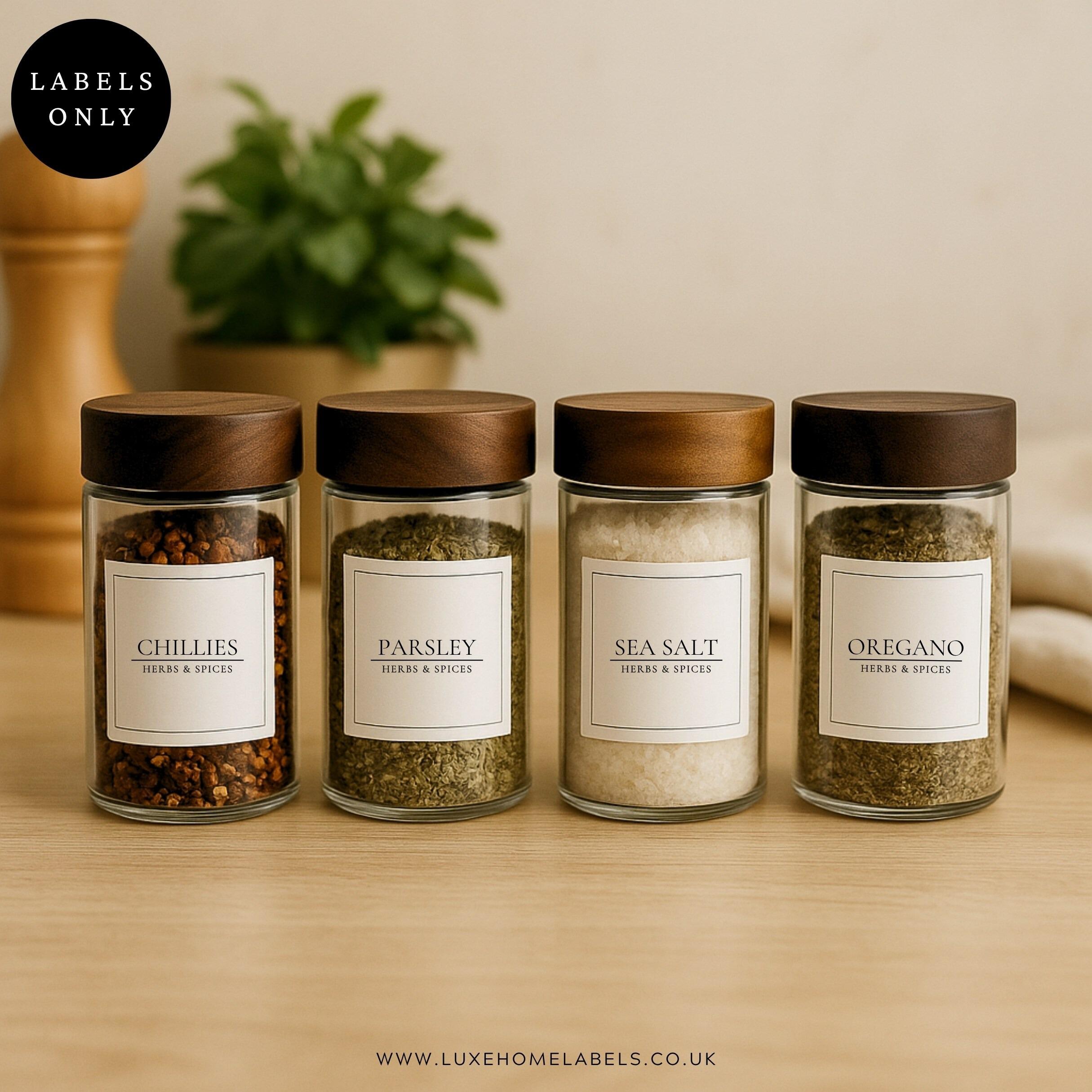 Classic Collection: Personalised Herb and Spice Jar Labels (Various Sizes)