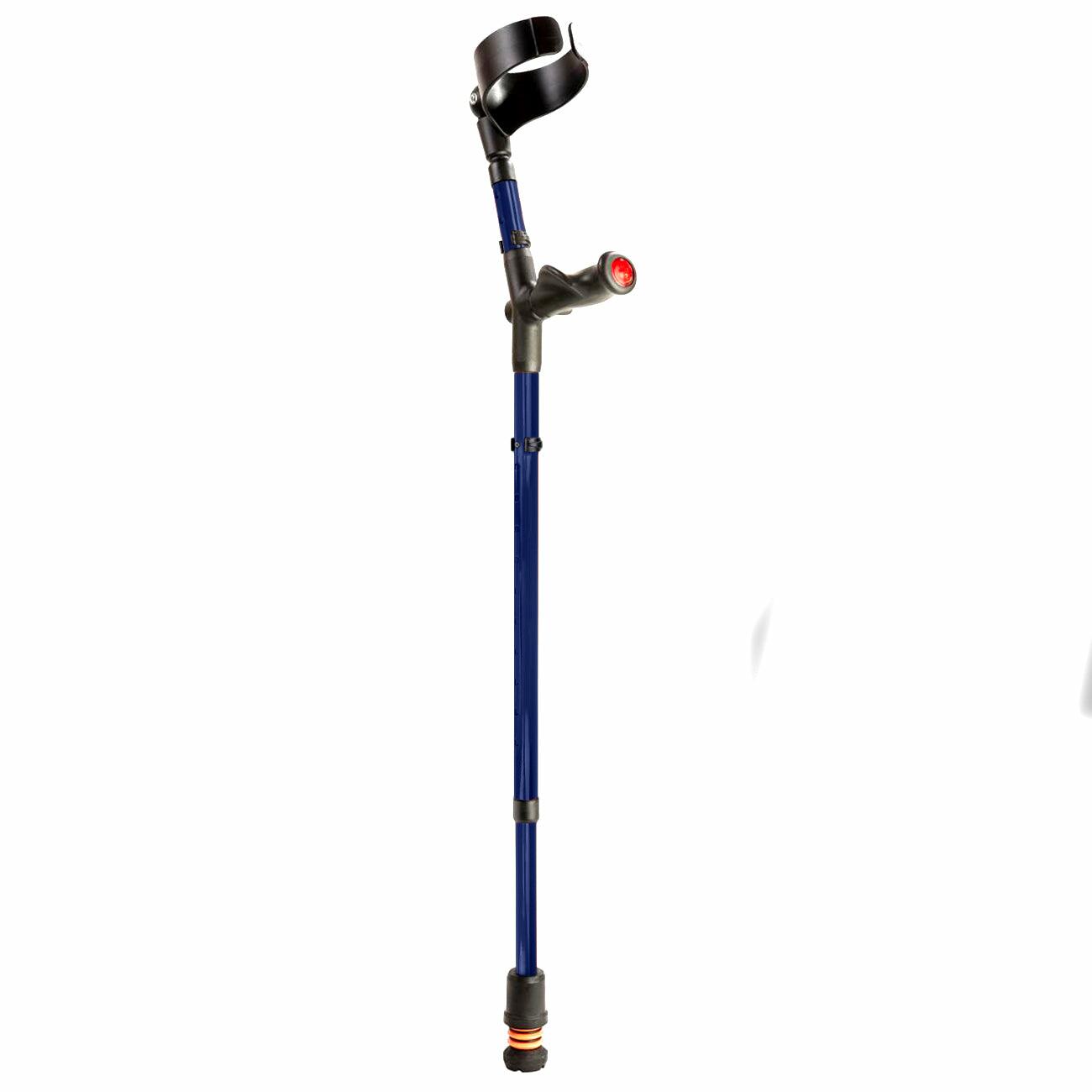 A single blue Flexyfoot Comfort Grip Double Adjustable Crutch