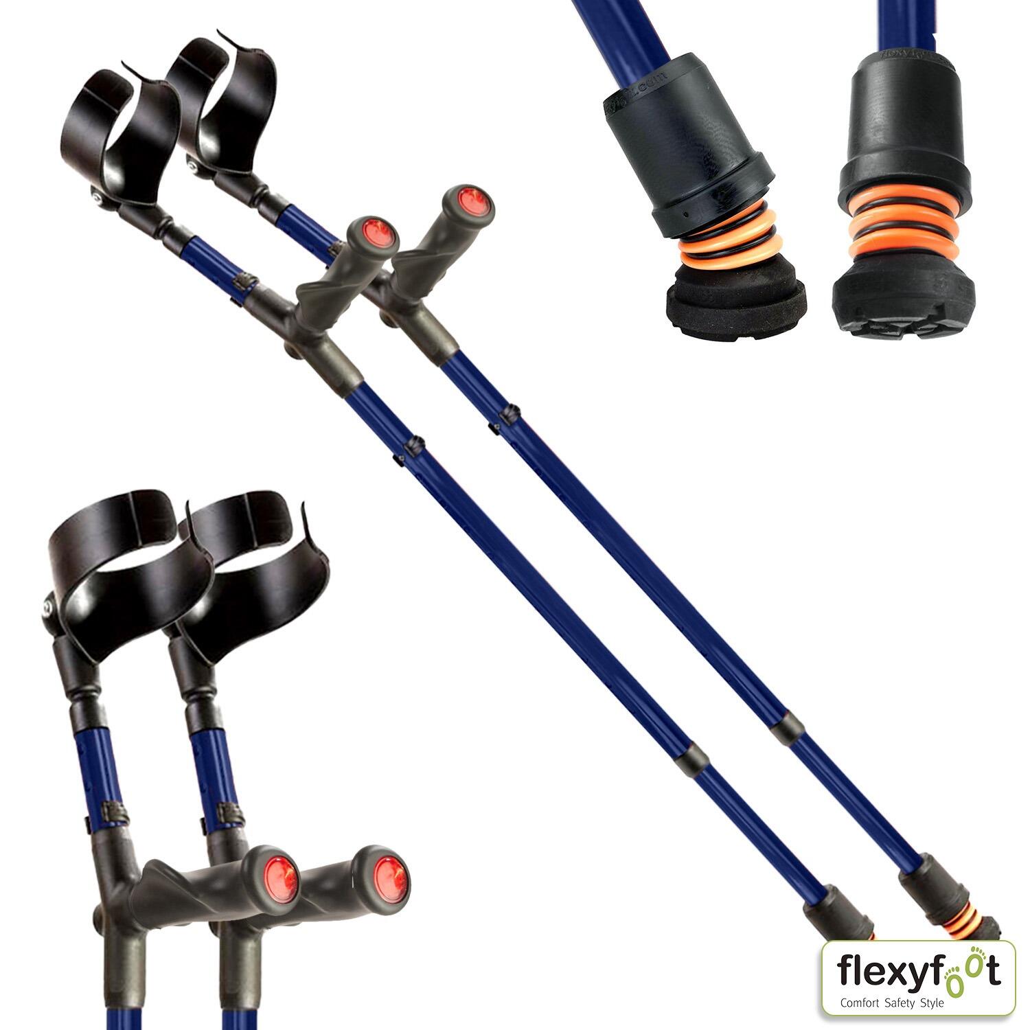 A Pair of Flexyfoot Comfort Grip Double Adjustable Crutches - Blue