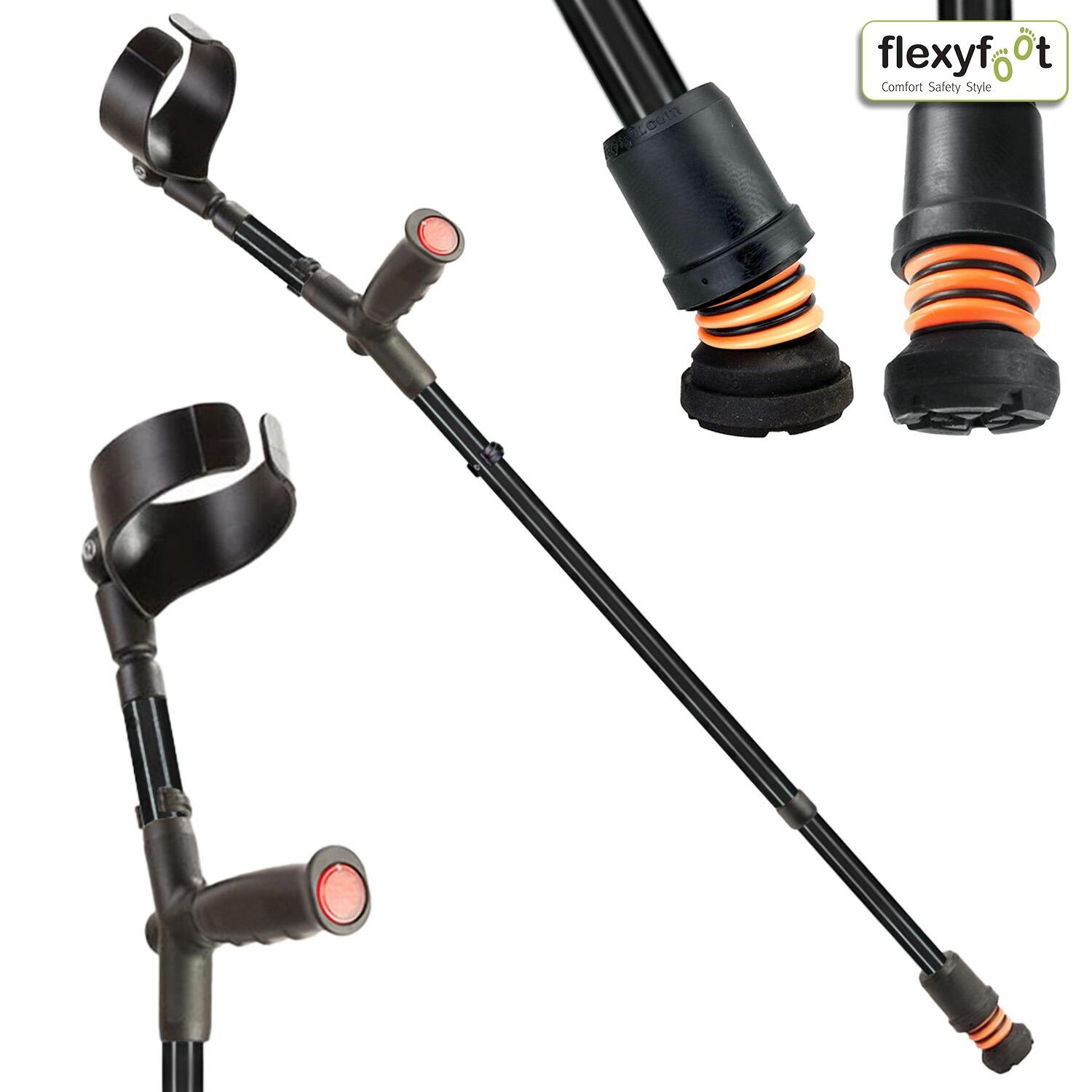 black Flexyfoot Soft Grip Double Adjustable Crutch