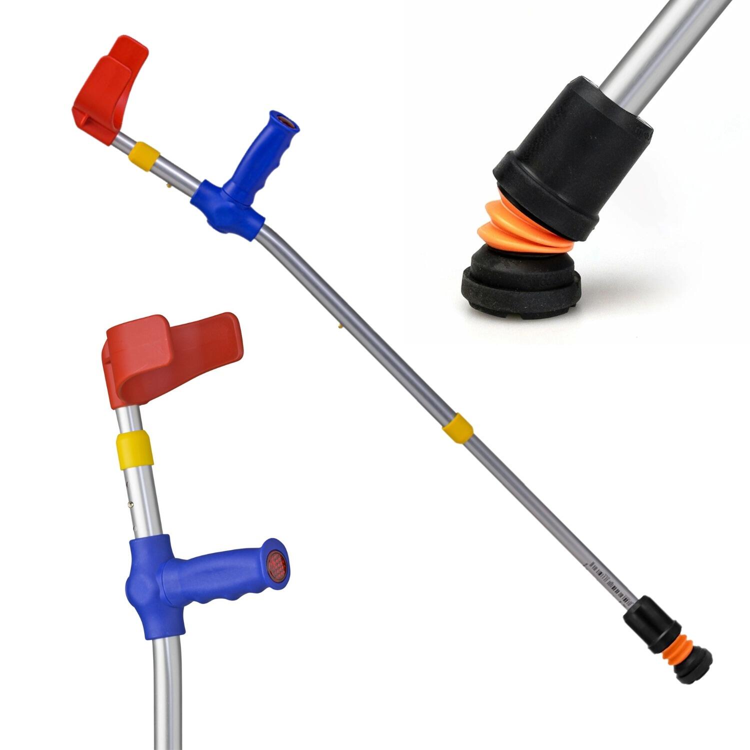 Flexyfoot Shock Absorbing Soft Grip Double Adjustable Kids Crutch - Blue Handle