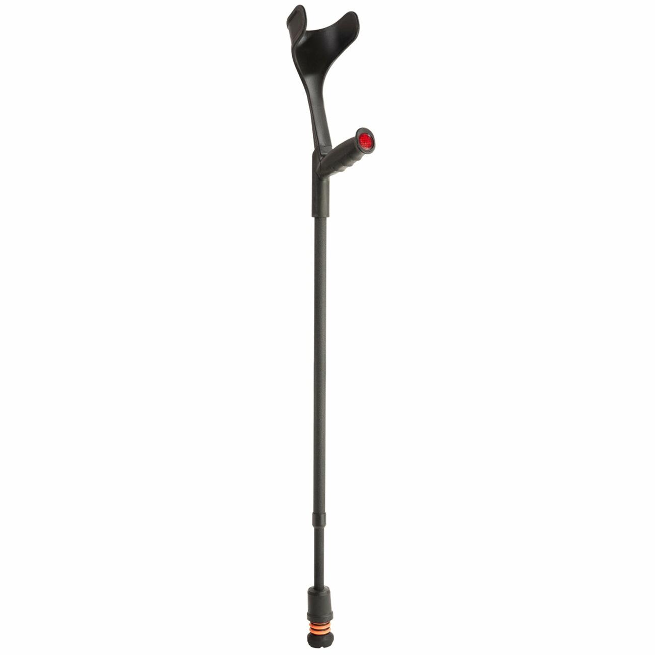 A single black Flexyfoot Soft Grip Open Cuff Crutch