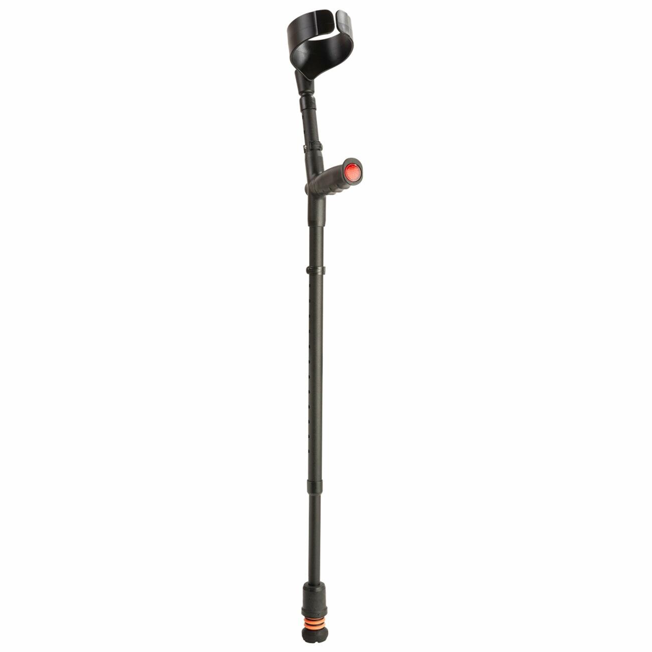 A single black Flexyfoot Soft Grip Double Adjustable Crutch