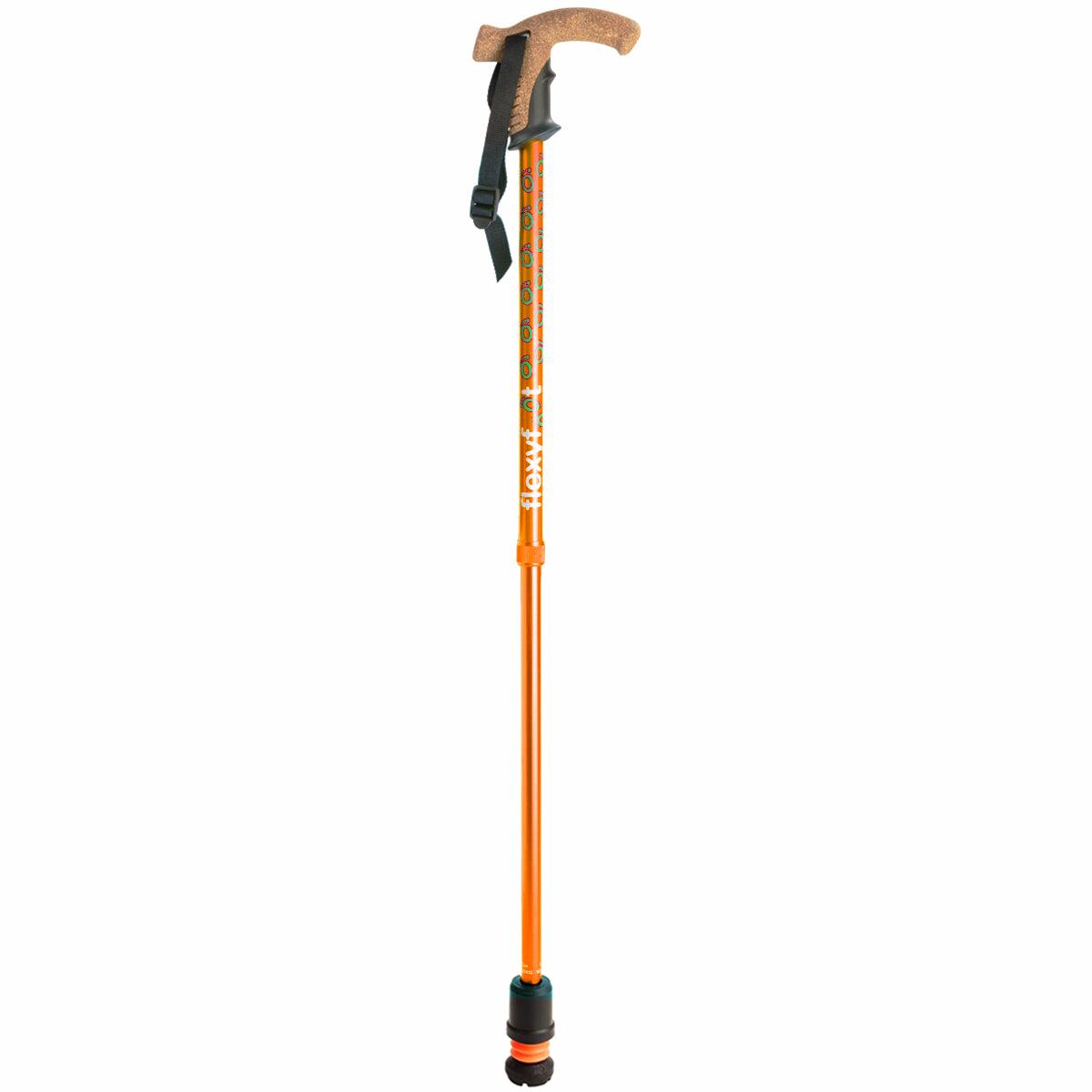 Flexyfoot Premium Cork Handle Folding Walking Stick - Orange