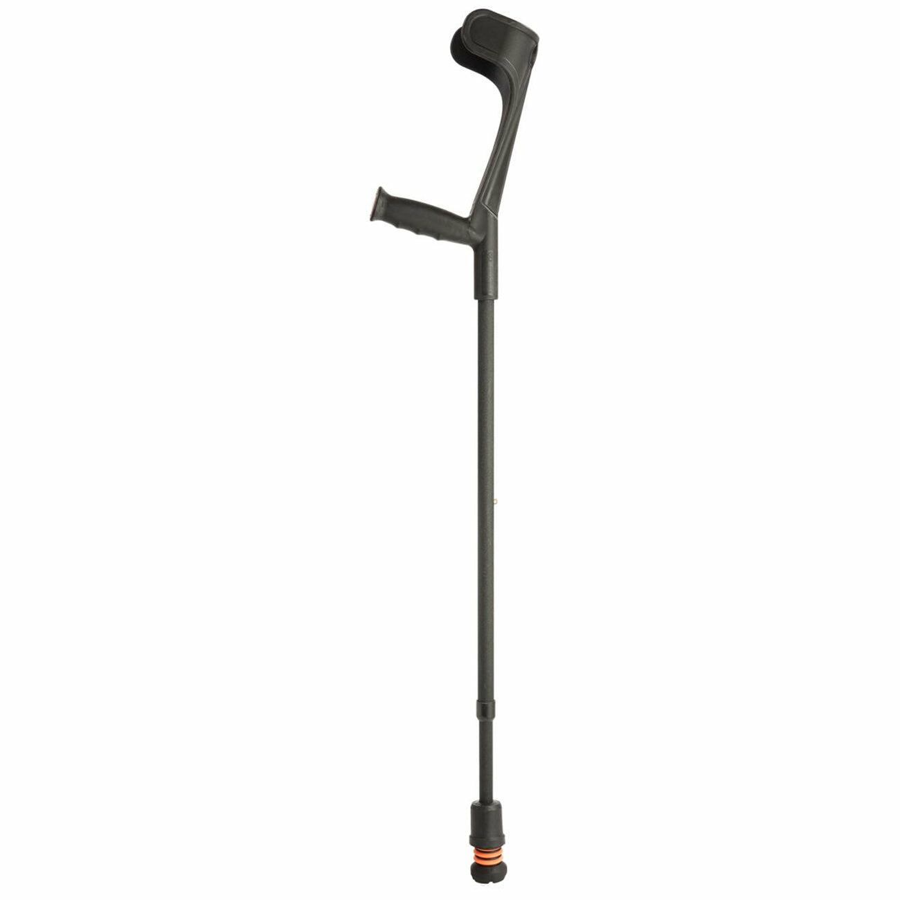A single black Flexyfoot Soft Grip Open Cuff Crutch