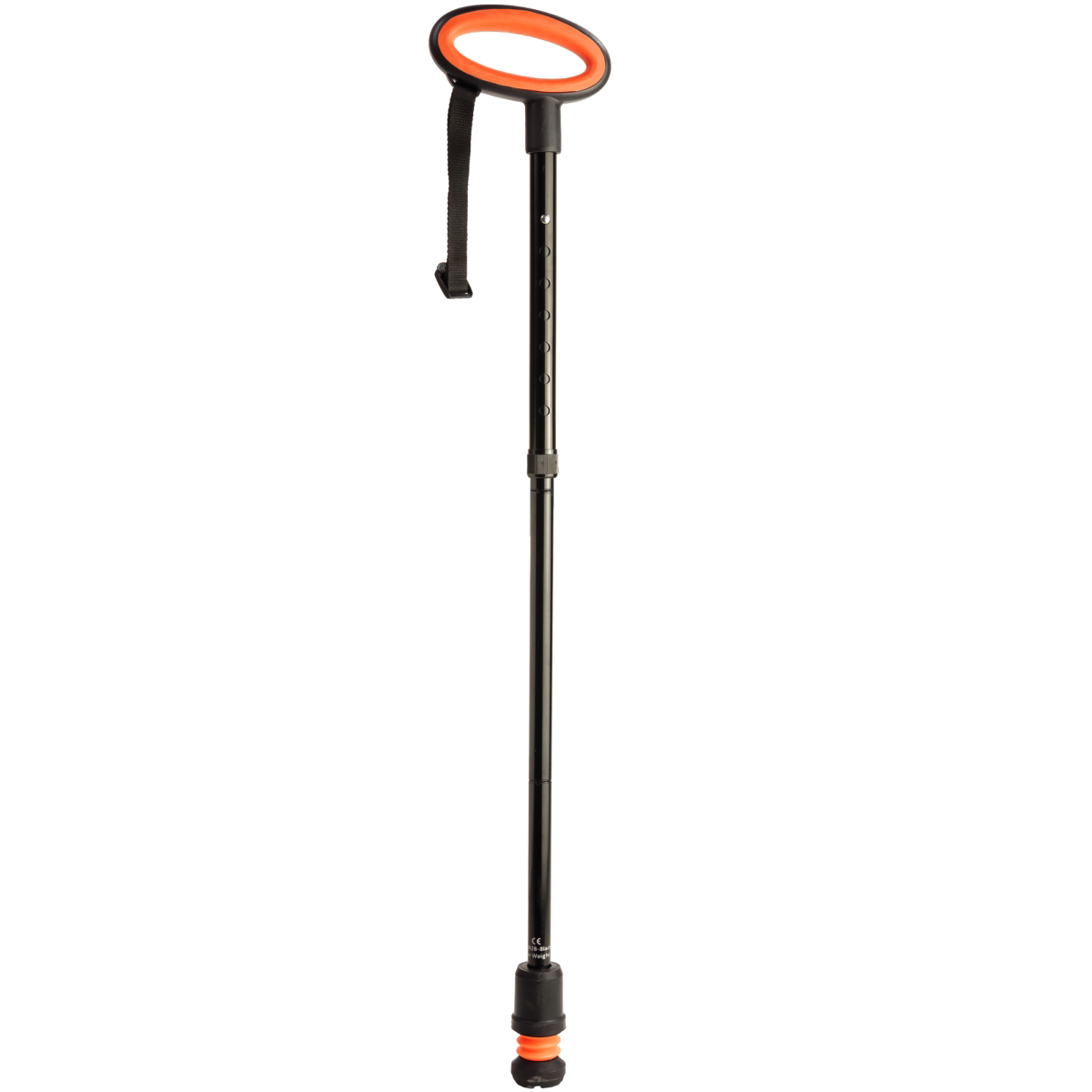 A single black Flexyfoot Premium Oval Handle Folding Walking Stick