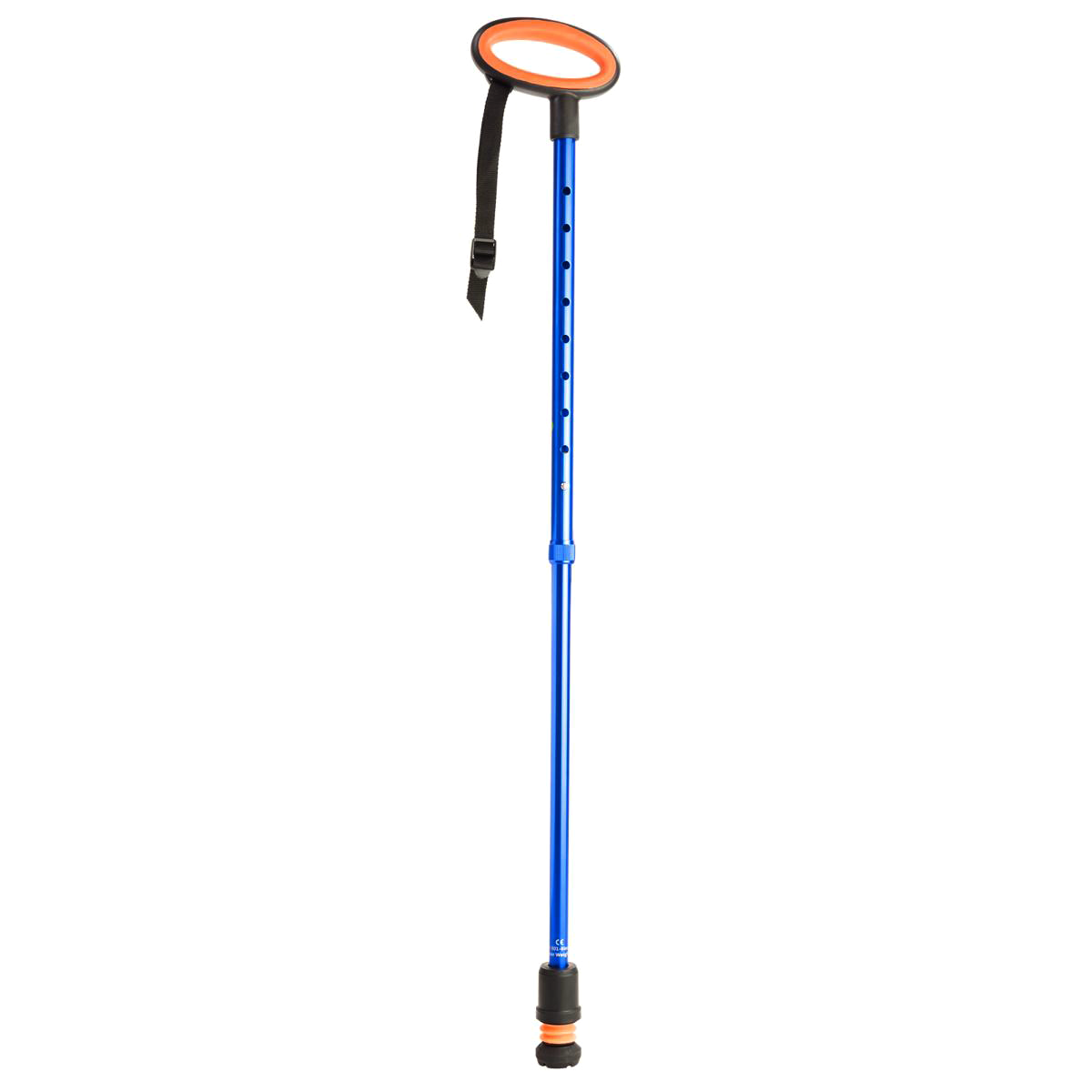 A single blue Flexyfoot Premium Oval Handle Walking Stick