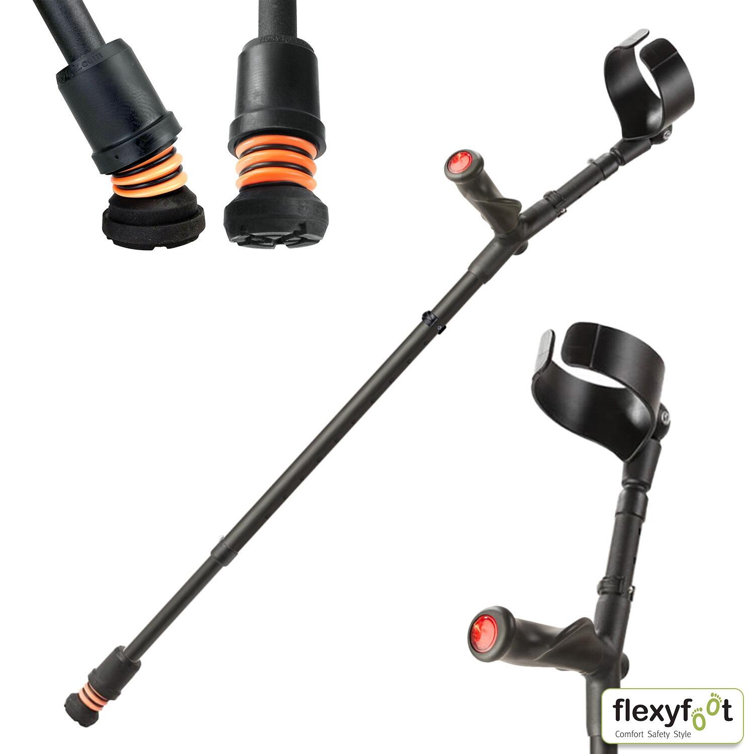 A single right Textured black Flexyfoot Comfort Grip Double Adjustable Crutch