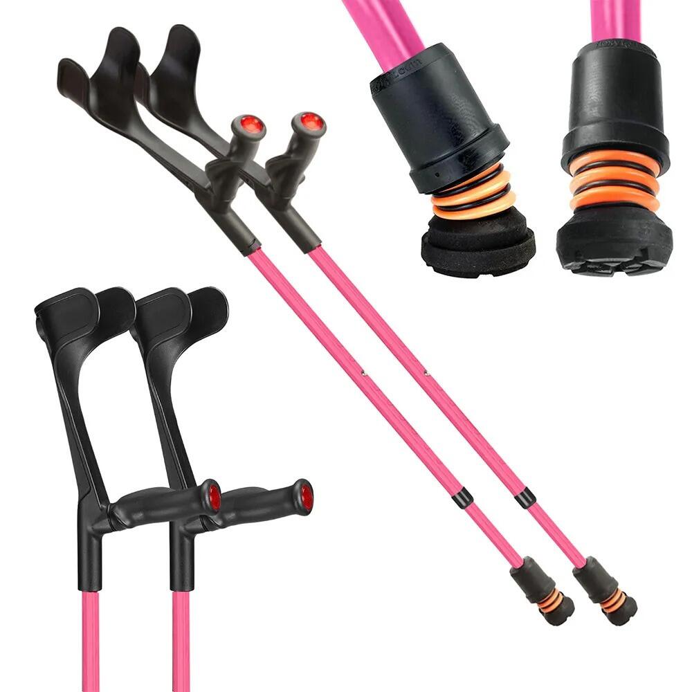 Flexyfoot Comfort Grip Open Cuff Crutches  - Pink