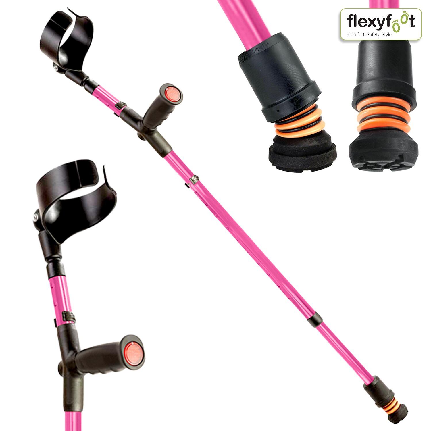 Flexyfoot Soft Grip Double Adjustable Crutches - Pink