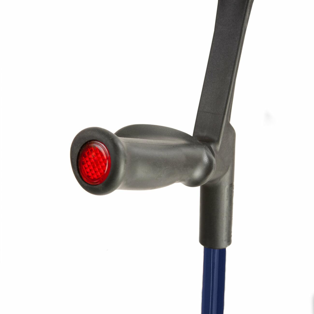 Comfort grip handle of a blue Flexyfoot Comfort Grip Open Cuff Crutch