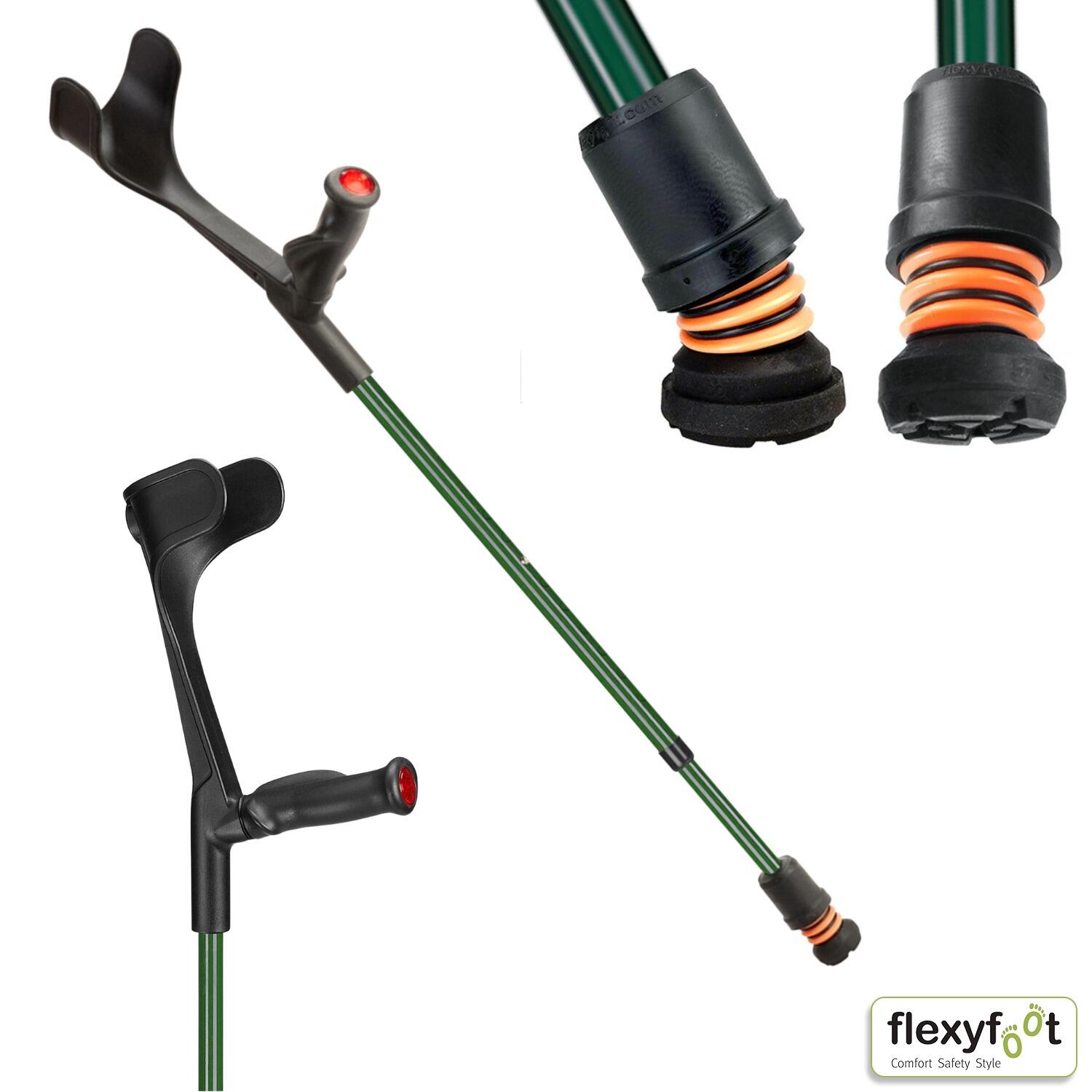 British Racing Green Flexyfoot Comfort Grip Open Cuff Crutch