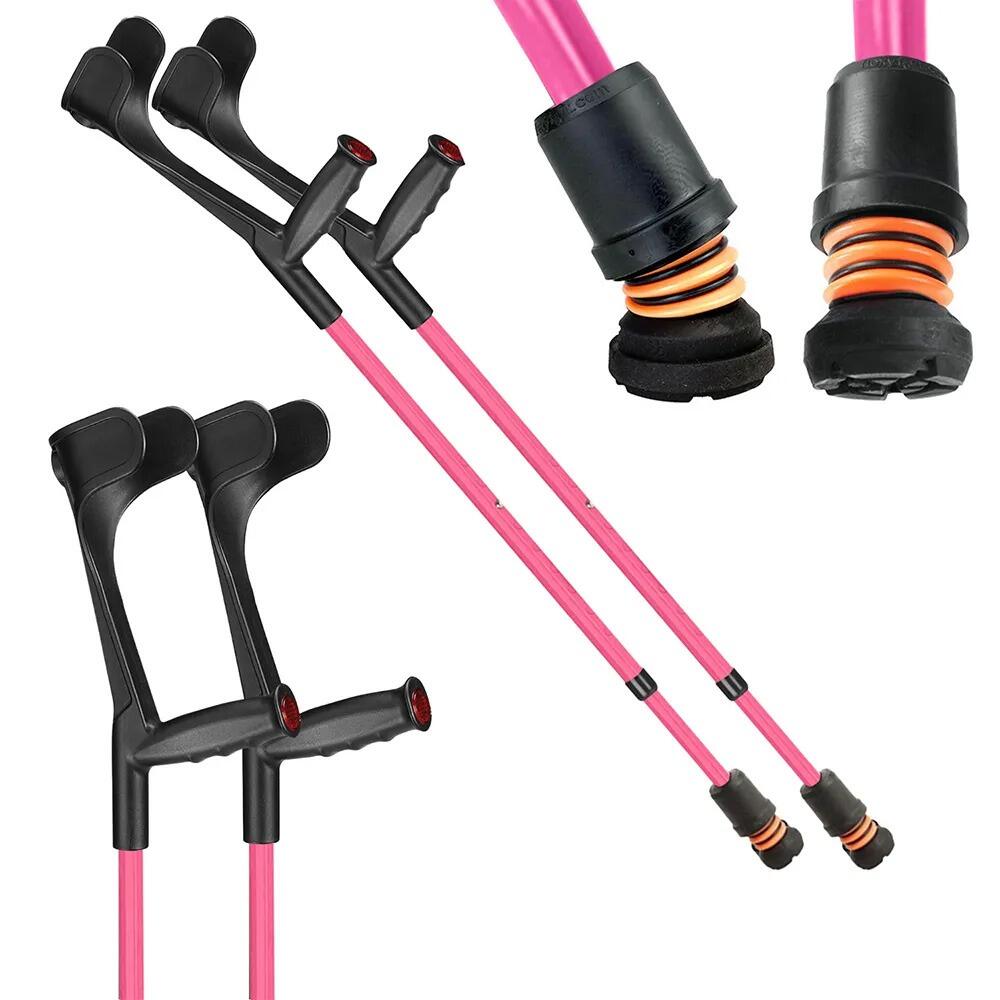 Flexyfoot Soft Grip Open Cuff Crutches - Pink