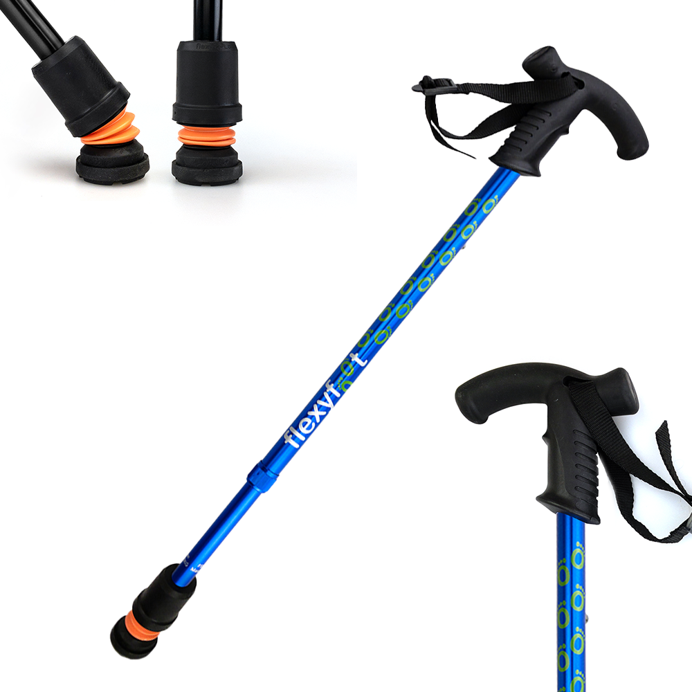 Flexyfoot Premium Derby Handle Walking Stick - Blue