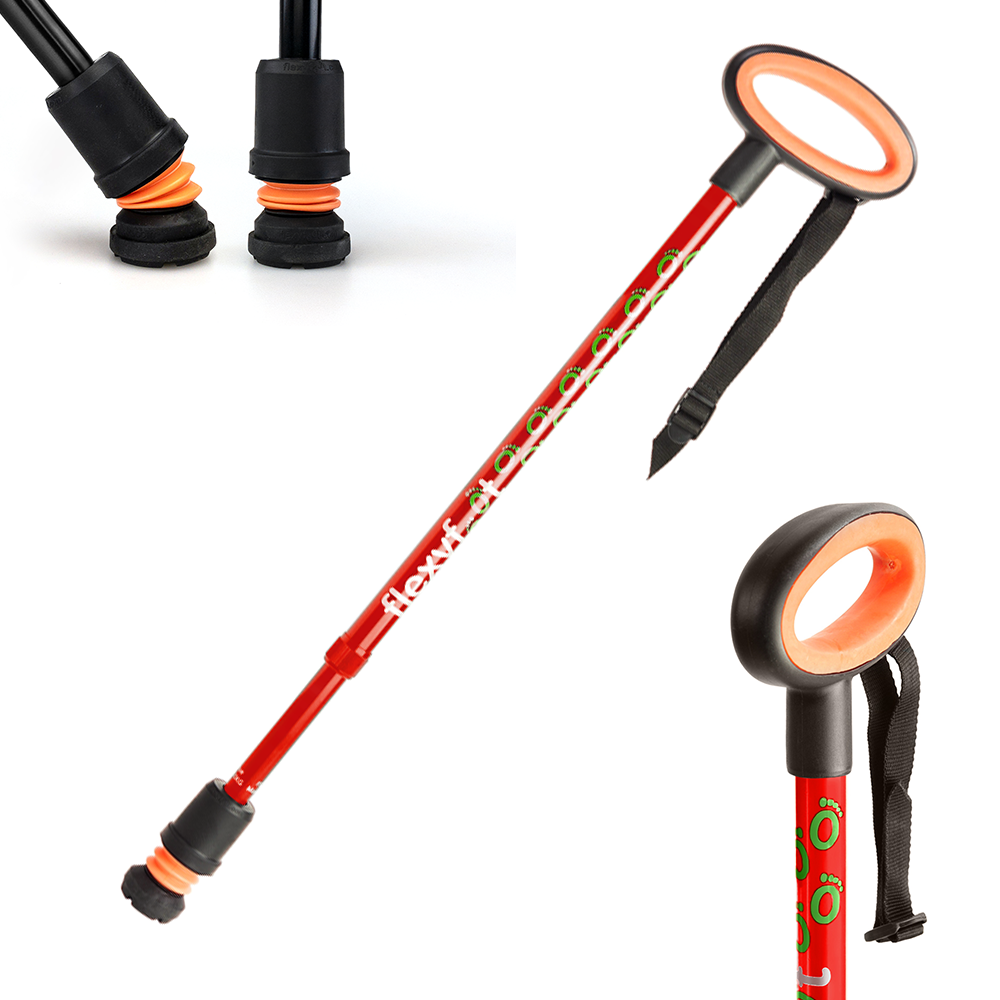 Flexyfoot Premium Oval Handle Walking Stick - Orange