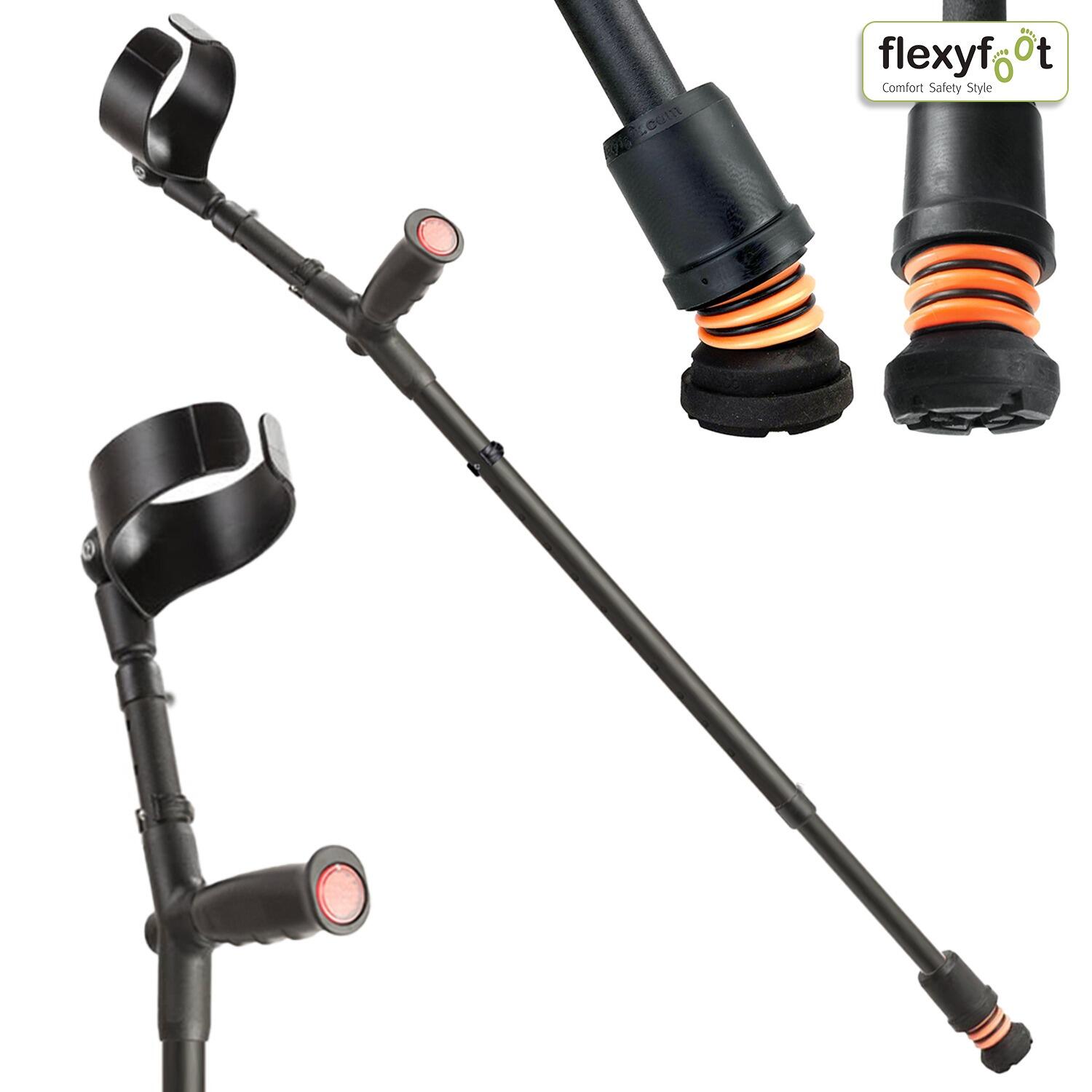 Flexyfoot Soft Grip Double Adjustable Crutches - textured Black