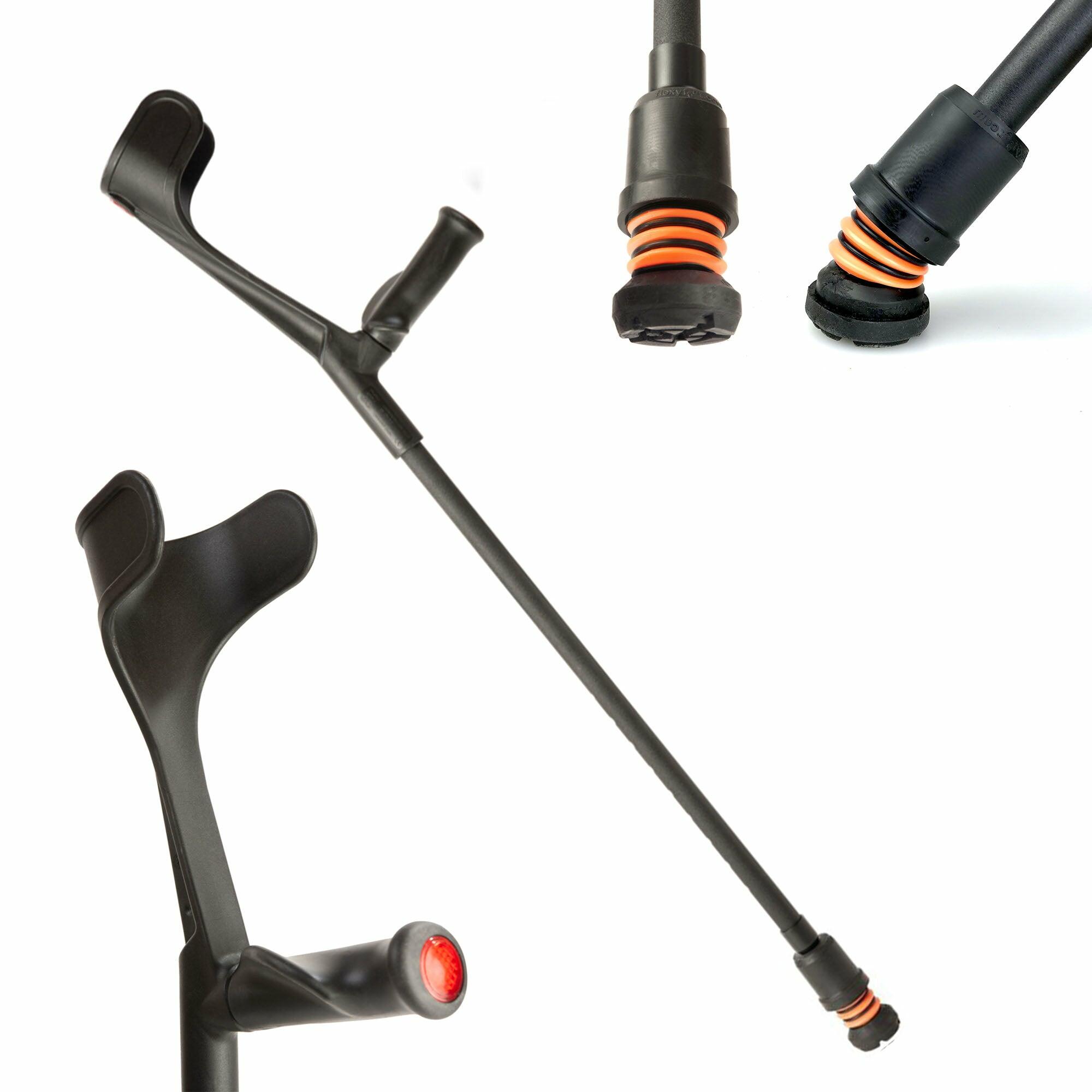 Flexyfoot Comfort Grip Open Cuff Crutches  - Black