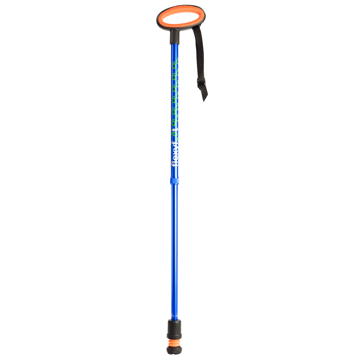 A single blue Flexyfoot Premium Oval Handle Walking Stick